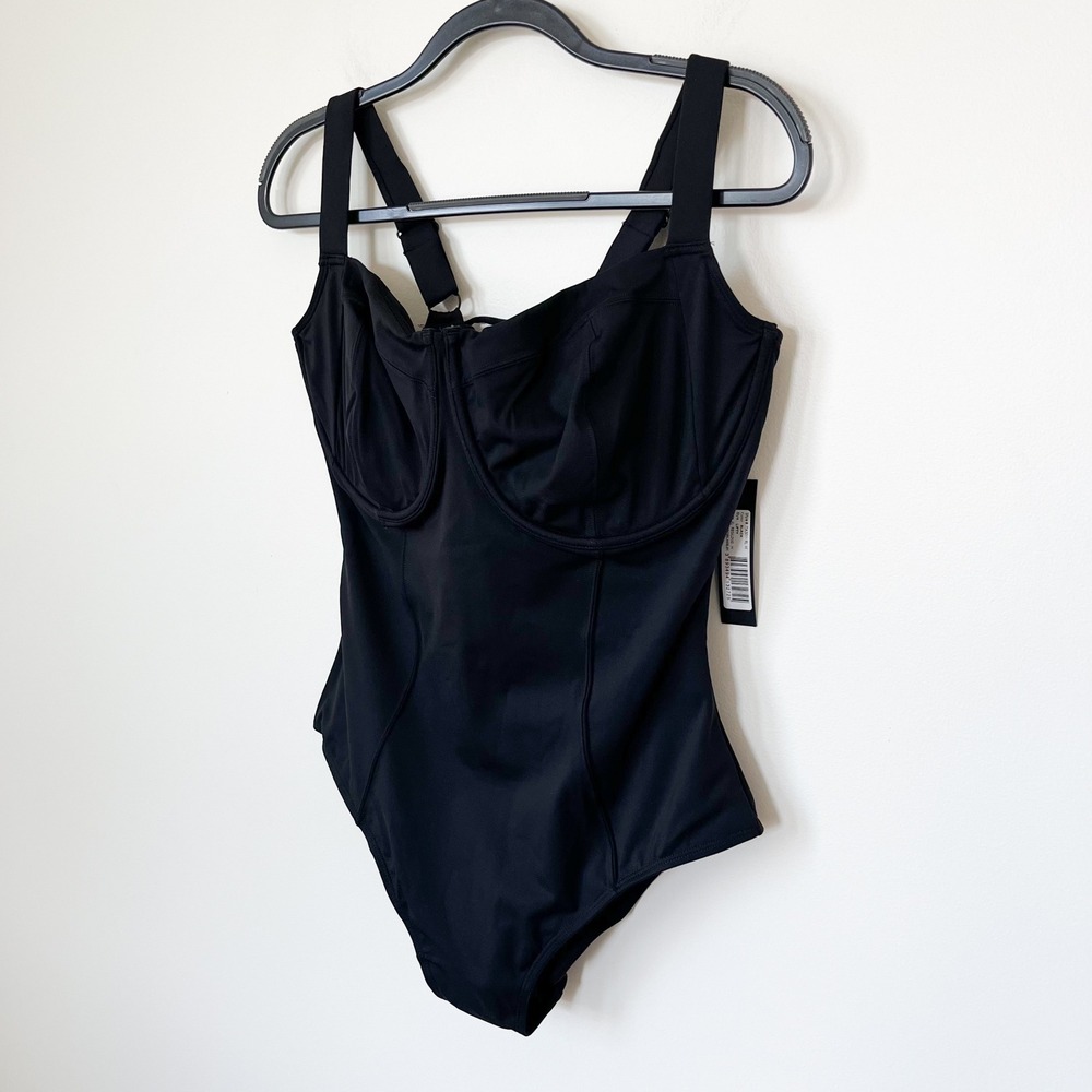 NEW TA3 Lifty One Piece Lace Up Shaping Swimsuit Black XL Reg/Long H/I